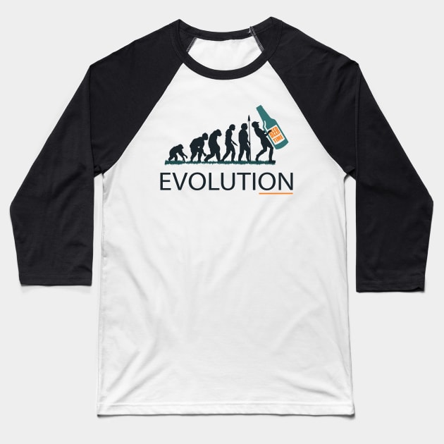 Beer Evolution T-Shirt Baseball T-Shirt by Drunken T-shirts
